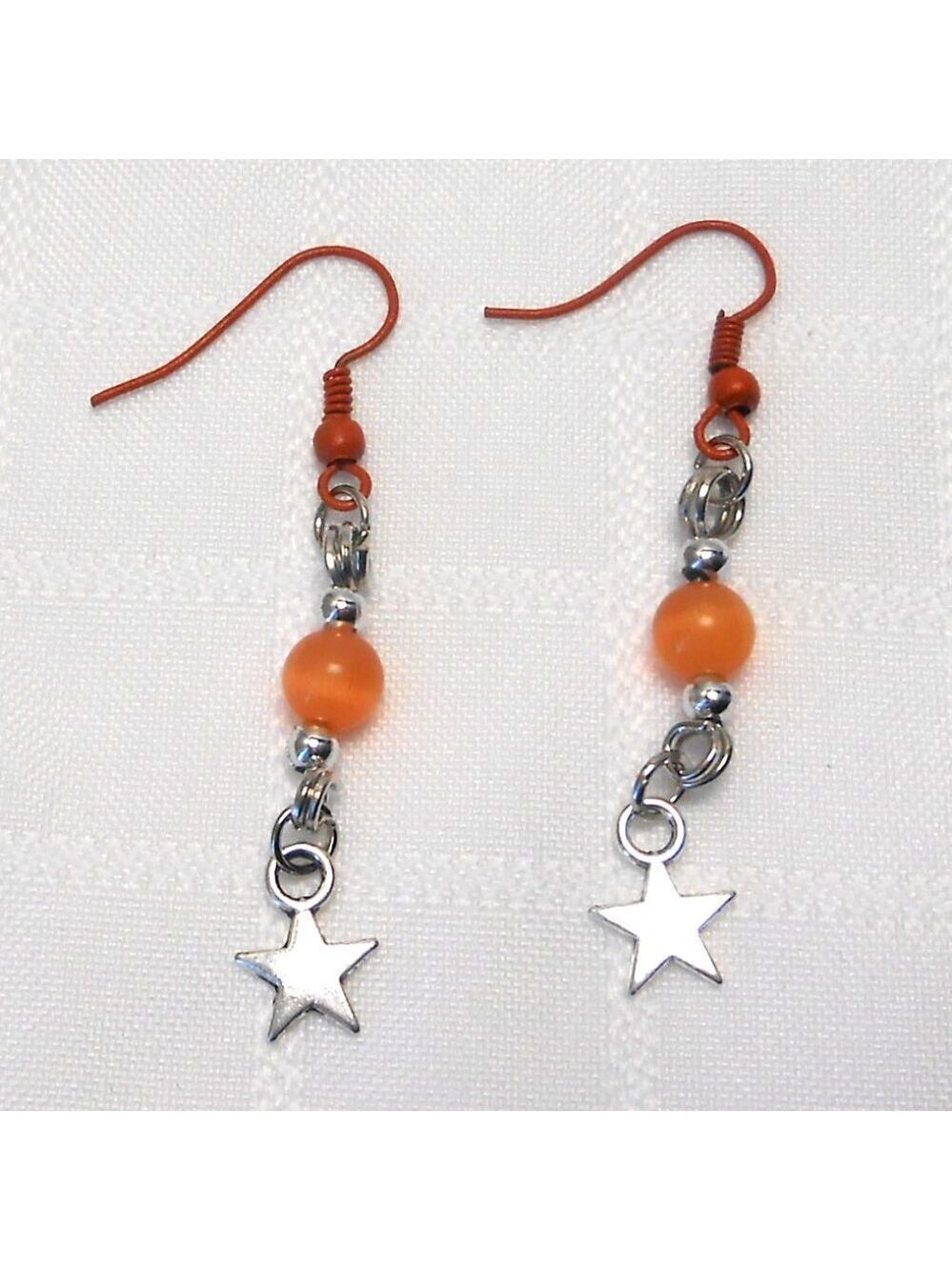 No 1620 Handmade earrings with Tibetan silver stars charms and polished stones